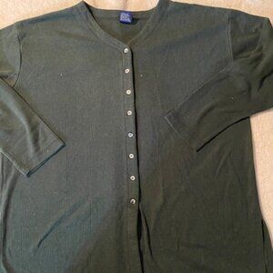 Honors XL Green Women's Long Sleeve Button Sweater